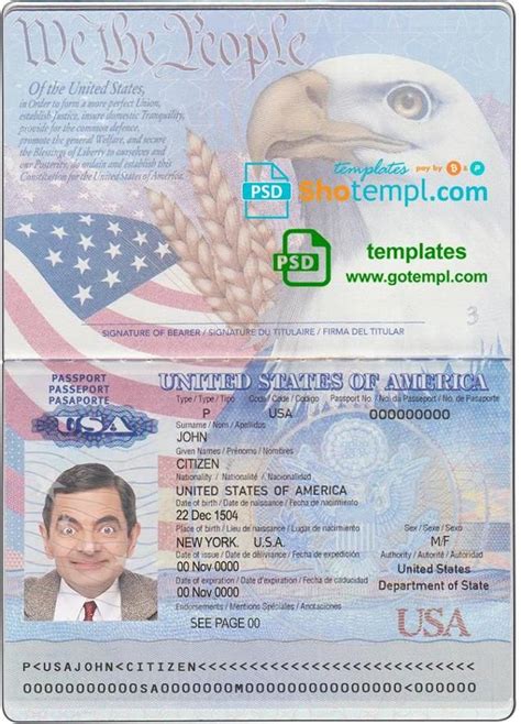 Us Passport Psd