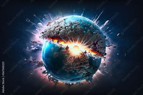 concept of planet Earth exploding from atomic bomb Stock Illustration ...