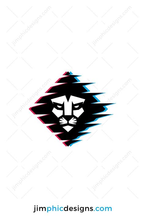 the lion head logo is designed in black and white with red, blue, and yellow stripes