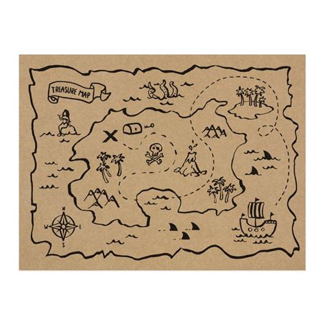 Pirate Treasure Map Paper Placemats 6ct Pirate Birthday Party Treasure ...