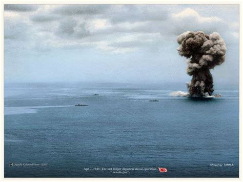 [1280 x 960] Sinking of the IJN Yamato - April 7th 1945. 73 years ago today. Re-Coloured by ...