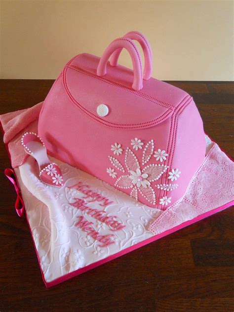 Pink Handbag Birthday Cake. www.coppertopcakes.co.uk Bolo Fondant, Fondant Flower Cake, Fondant ...