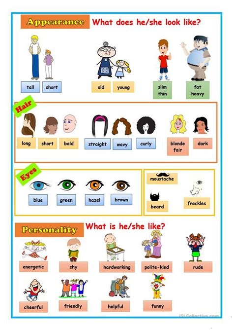 APPEARANCE/PERSONALITY - English ESL Worksheets for distance learning and physical classroom ...