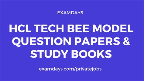 HCL Tech Bee Model Question Paper PDF Formula Official Book Download