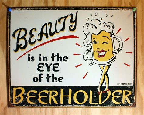 Bar Humor Tin Metal Sign Beauty Is In The Eye Of The Beerholder Funny ...