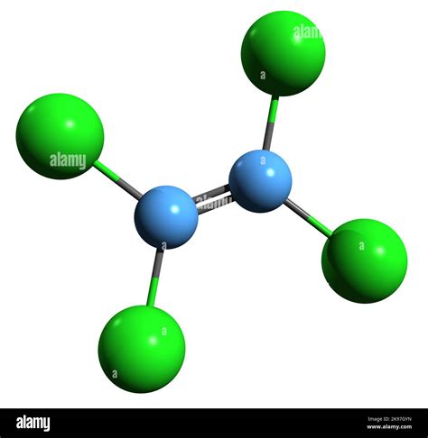 3D image of Tetrachloroethylene skeletal formula - molecular chemical ...