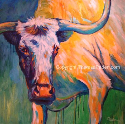 Wildlife Art of the West: Western Longhorn Cow, Contemporary Painting ...