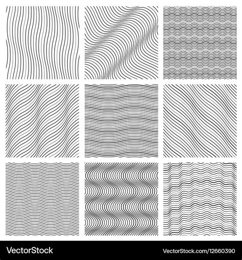 Geometric wavy pattern set curved lines streep Vector Image