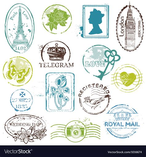 Vintage rubber stamp collection Royalty Free Vector Image