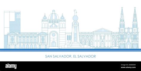 Outline Skyline panorama of city of San Salvador, El Salvador- vector ...