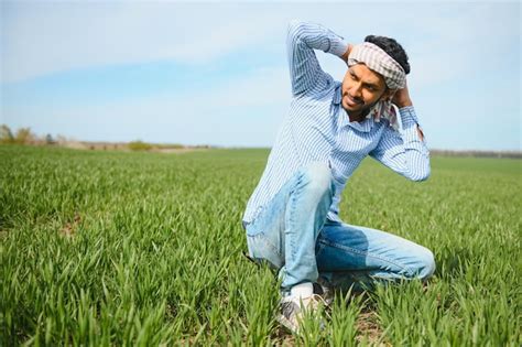 Premium Photo | Indian farmer in his wheat field