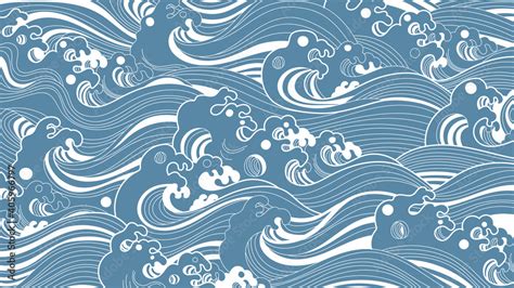 Traditional Japanese wave pattern background vector. เวกเตอร์สต็อก | Adobe Stock