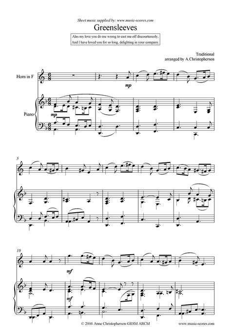 Greensleeves: French Horn sheet music by Traditional: French Horn