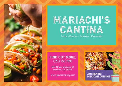 Mexican cuisine cantina business postcard postcard Modèles de designs gratuits pour tous les ...