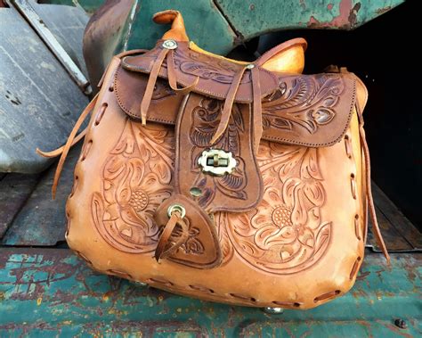 1960s Tooled Leather Horse Saddle Purse Made in Mexico, Hippie Shoulder ...