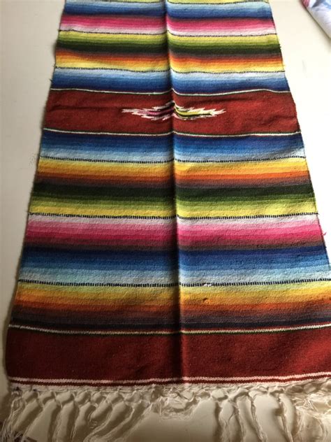 Vintage Mexican Wool Saltillo Serape Fringed Blanket 16 by 30 | Etsy