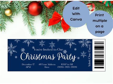 Winter Wonderland Ticket Editable Christmas Party Ticket - Etsy