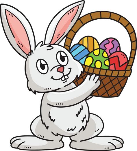 Bunny and Basket of Easter Eggs Cartoon Clipart 14739790 Vector Art at Vecteezy