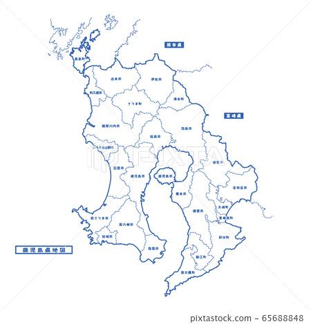 Kagoshima Prefecture Map Simple White Map... - Stock Illustration [65688848] - PIXTA