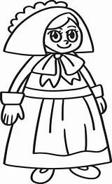 Thanksgiving Pilgrim Girl Isolated Coloring Page 8208251 Vector Art At  sketch template