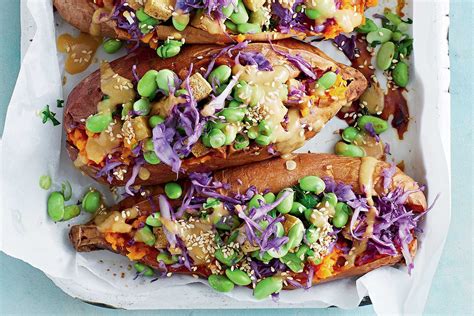 Miso-glazed tofu & sweet potato salad