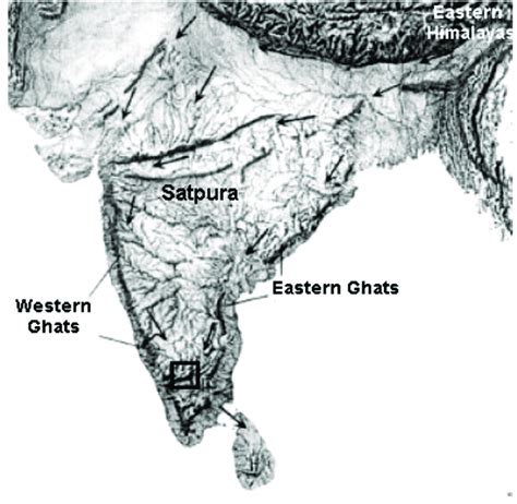 Map of India with major hill ranges and the BR Hills area (within the... | Download Scientific ...