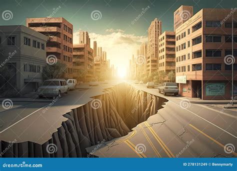 Earthquake in City and Crashed Buildings Stock Illustration ...