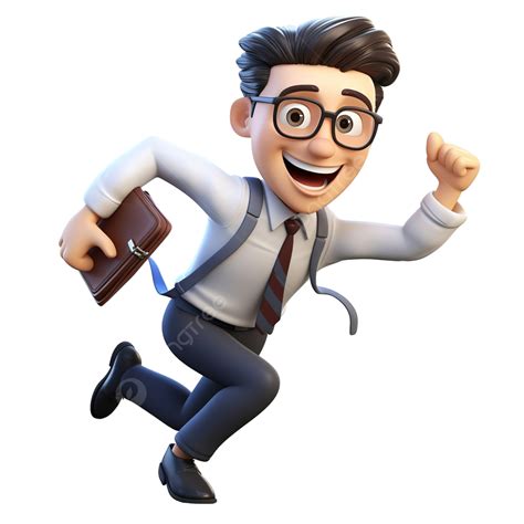 3d Illustration Diligent Office Worker 3d Cartoon Character Cartoon Office Worker Smiling And ...