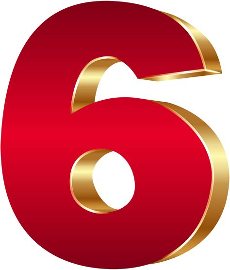 3D Number Six Red Gold PNG Clip Art Image | Gallery Yopriceville - High-Quality Images and ...