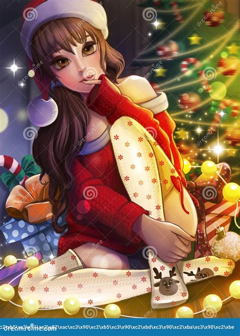 New Year S Picture with a Beautiful Anime Girl Stock Illustration ...