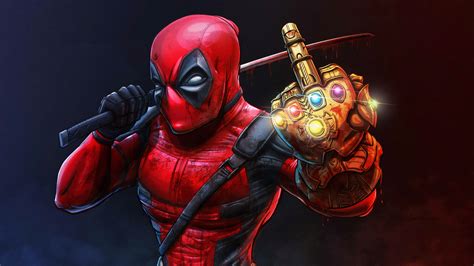 Deadpool With Thanos Infinity Gauntlet Wallpaper,HD Superheroes ...