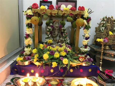 Pin by Penumatsa Neelu on Puja decorations | Ganapati decoration, Ganesh chaturthi decoration ...