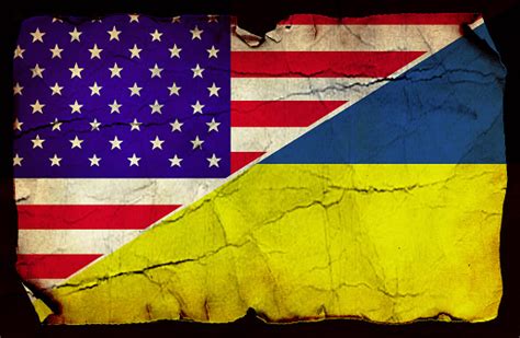 Usa And Ukrainian Flag Stock Photo - Download Image Now - iStock