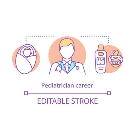 Pediatrician career concept icon. Children specialist. Medical degree course. Professional ...