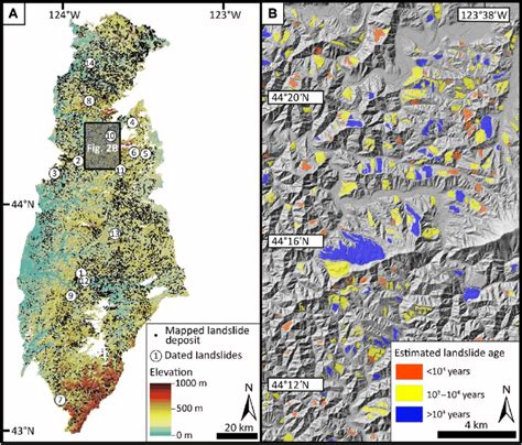 Landslide locations within the study area. (A) Manually mapped ...