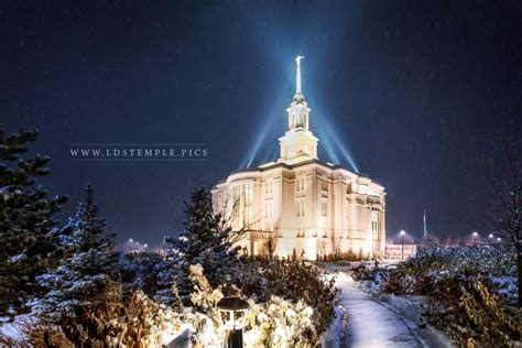 Payson Temple Evening Snowfall - LDS Temple Pictures