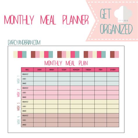 Free Weekly and Monthly Meal Planning Printables