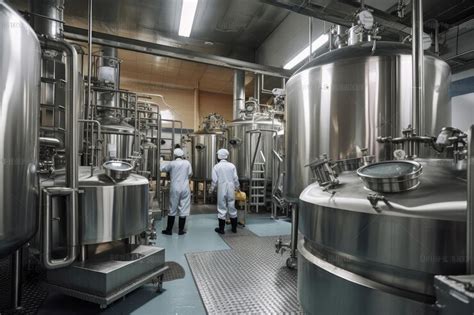 Premium AI Image | Inside a processing plant with workers carrying out ...