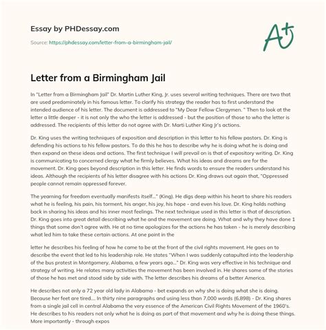 Letter from a Birmingham Jail - PHDessay.com