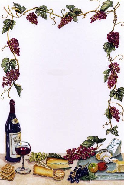 Wine, Cheese & Grape Vines | Clip art borders, Sunflower template, Borders for paper