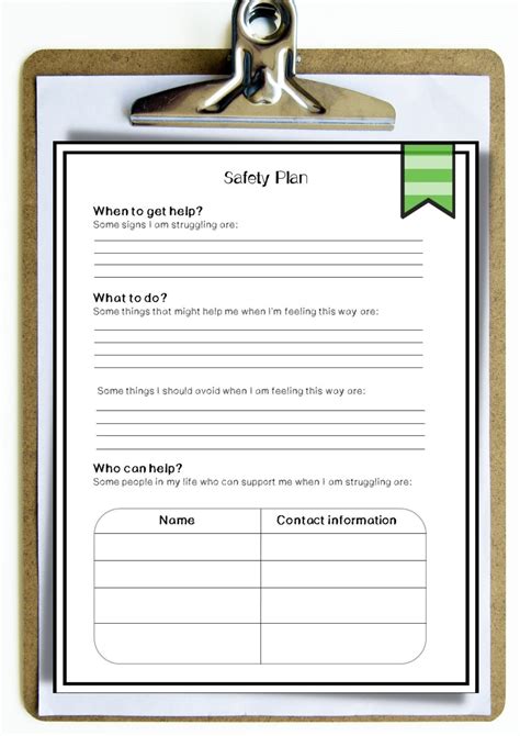 Safety Plan Template for Children/adolescents in Crisis 1 Page Digital Download, for Therapists ...