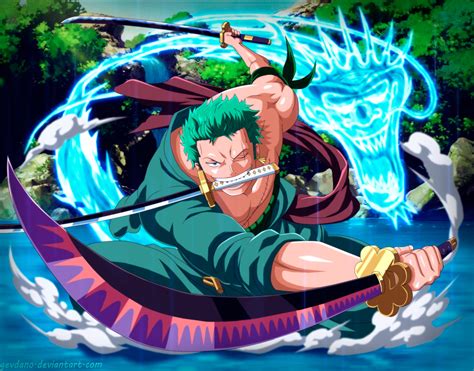 Roronoa Zoro in Action: One Piece HD Wallpaper by GEVDANO