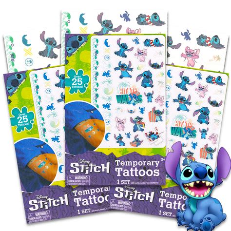 Buy Disney Pixar Stitch Temporary Tattoos for Kids (3 Pack)~ Over 75 Disney Temporary Tattoos ...