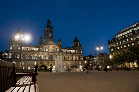 George Square, Glasgow illuminated at night-8436 | Stockarch Free Stock Photos