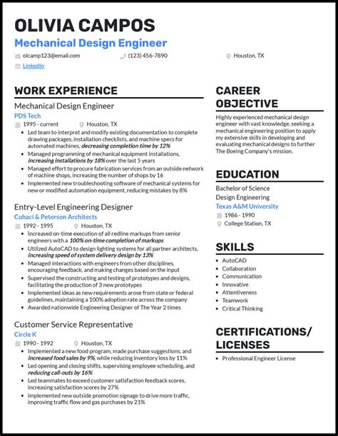 3 Mechanical Design Engineer Resume Examples for 2025