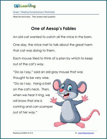 Kid's Fable: "One of Aesop's Fables". Fiction story with exercises, 132 word… | Reading ...