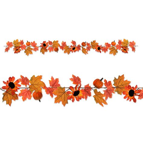 Club Pack of 12 Orange and Yellow Autumn Harvest Leaf Garland Party ...