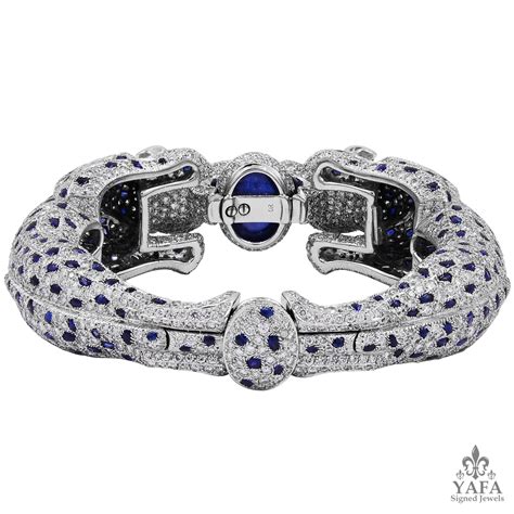 CARTIER Diamond and Sapphire Double Panther Bracelet – Yafa Signed Jewels