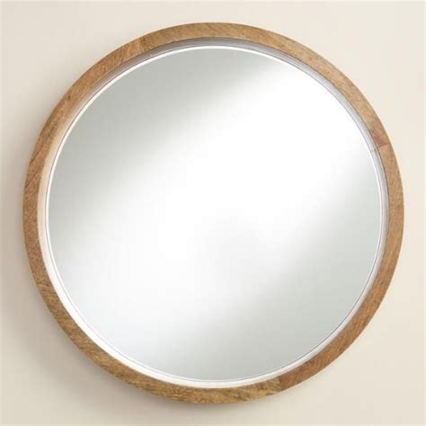 Handcrafted Mirror Natural Wood Round Evan Mirror 20" $79 world market | Affordable mirror ...