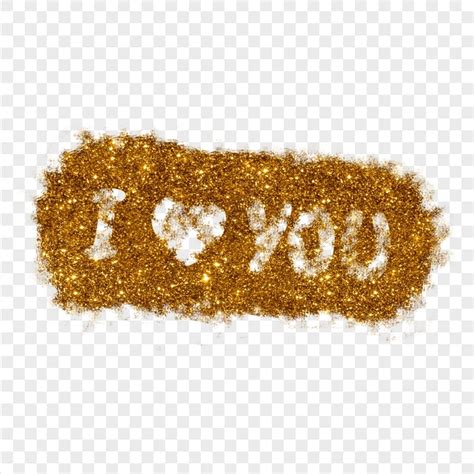 HD Beautiful Gold I Love You Glitter Design PNG | Citypng